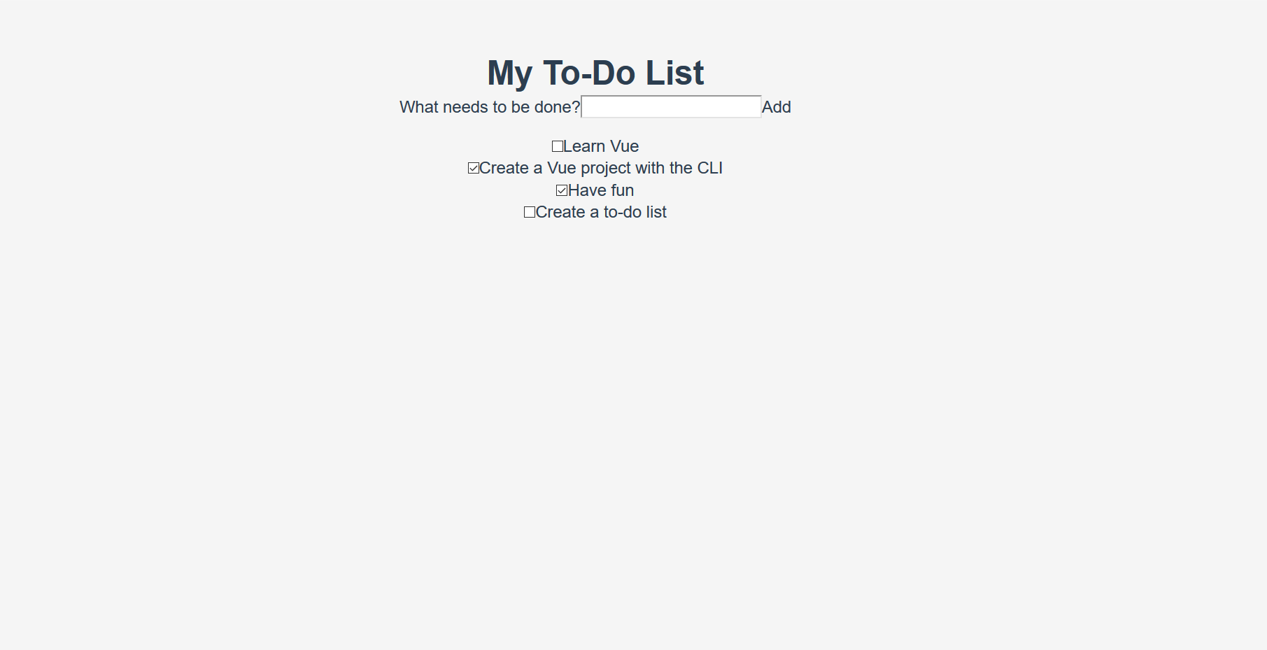 die To-Do-App mit Reset-Styles; die App befindet sich jetzt in einer Karte, aber einige der internen Funktionen benötigen noch Styling