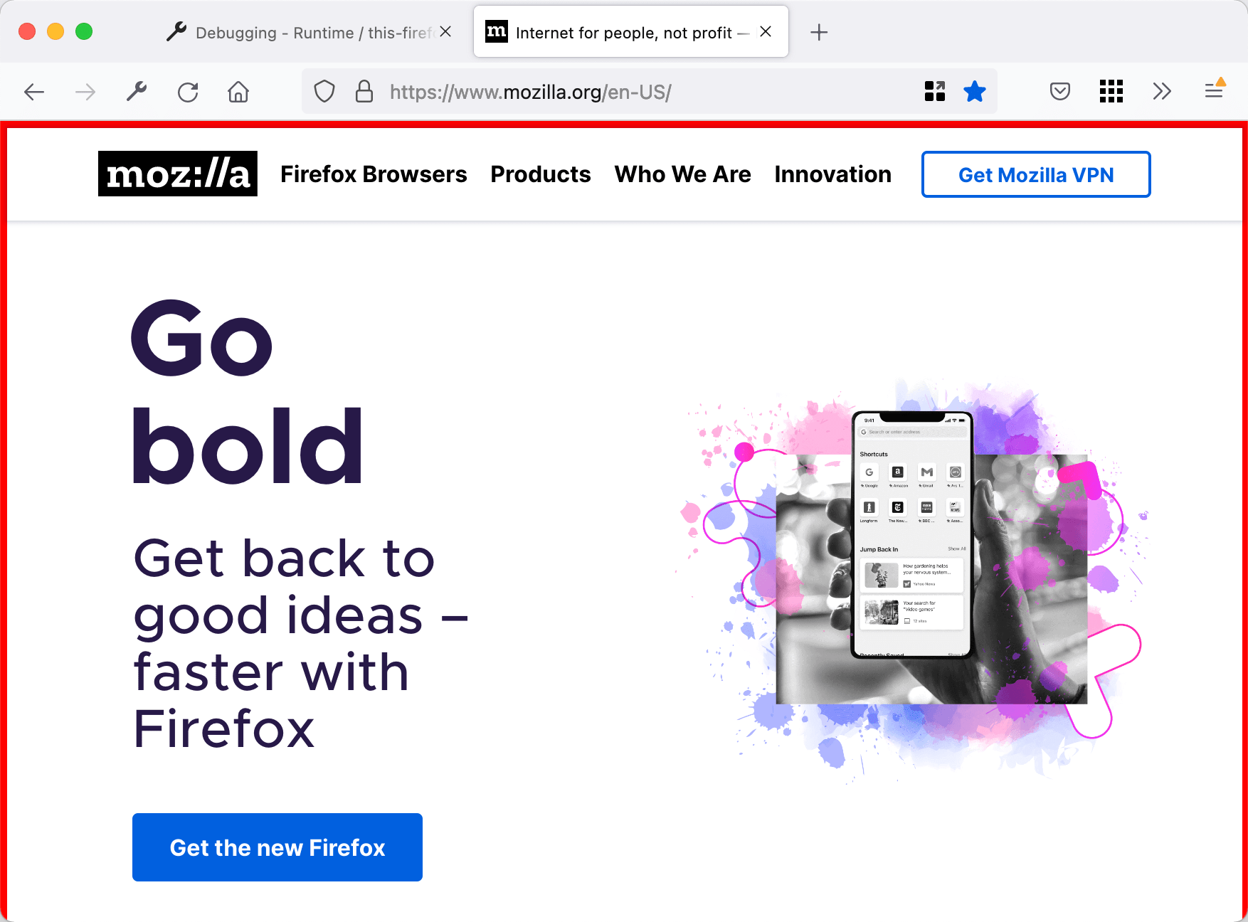 Rahmen auf mozilla.org angezeigt