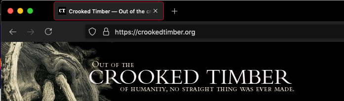 Die Firefox-Benutzeroberfläche ist schwarz. Die Tabs und die URL-Leiste sind dunkler grau mit helleren grauen Symbolen und weißem Text. Der ausgewählte Tab hat eine rote Umrandung.