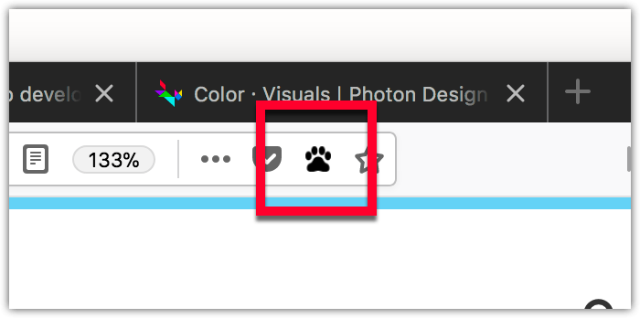 Page action Schaltfläche ist ein Symbol eines Hundepfotenabdrucks