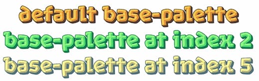 Beispiel, das 3 verschiedene Basis-Paletten der Rocher-Farbschrift zeigt