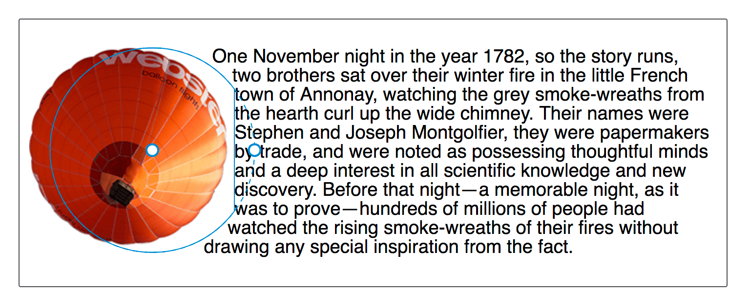 Die Kreisform wird von der Margin-Box abgeschnitten