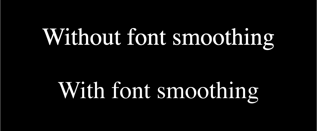 Zwei Textbeispiele, eines mit der Eigenschaft font-smooth und eines ohne